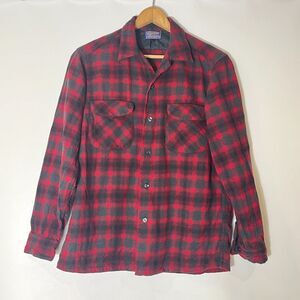 Pendleton Red Plaid Wool Button Front Board Shirt Medium Lumberjack Grunge